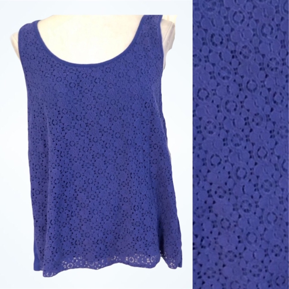 GAP cobalt blue eyelet floral lace shirt